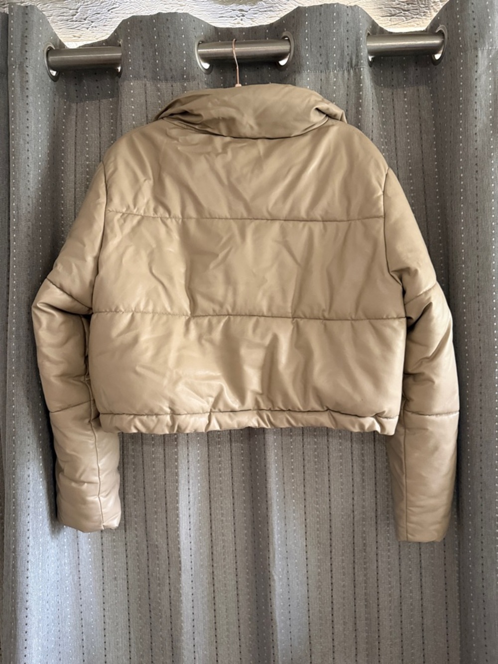 12th Tribe Cropped Puffer Jacket in Beige - Picture 3 of 10